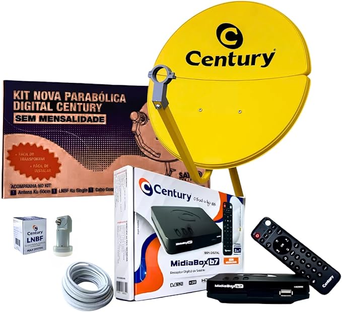 KIT COMPLETO ORIGINAL 60CM BIPARTIDA AMARELA + RECEPTOR B7 CENTURY